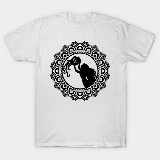 Aquarius Zodiac Mandala T-Shirt by LaurenElin